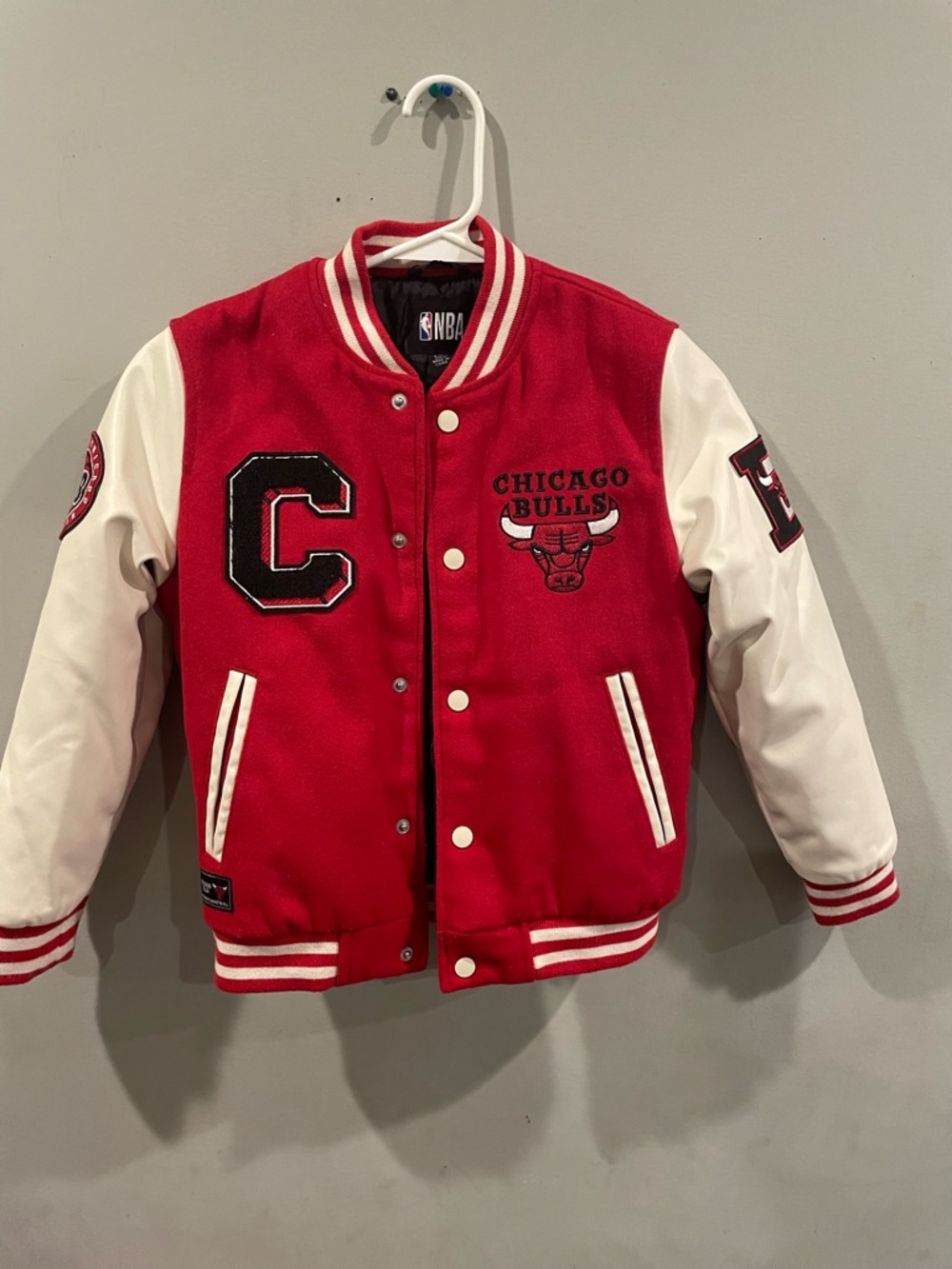 NBA Chicago Bulls Red & White Letterman Jacket